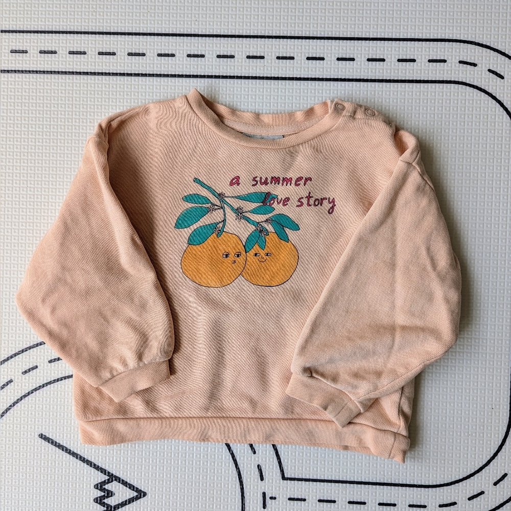 the campamento | Peach Graphic Oversized Baby Sweatshirt, 24M